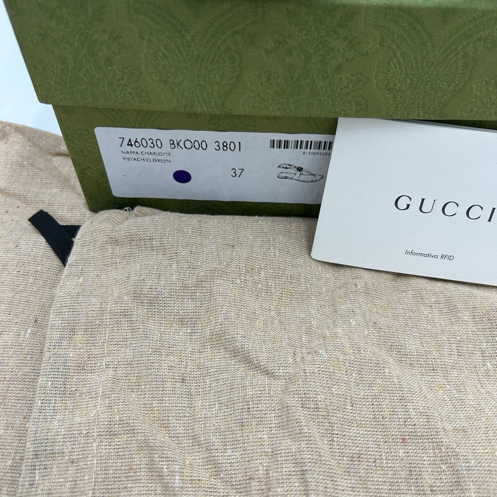 Women's Gucci, GG Marmont , leather thong, sandals, pistachio size 37 made Italy - Picture 4 of 8